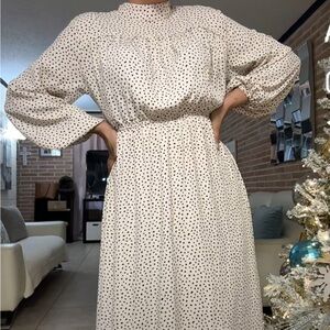 SHEIN Black and beige Long Sleeve Dress